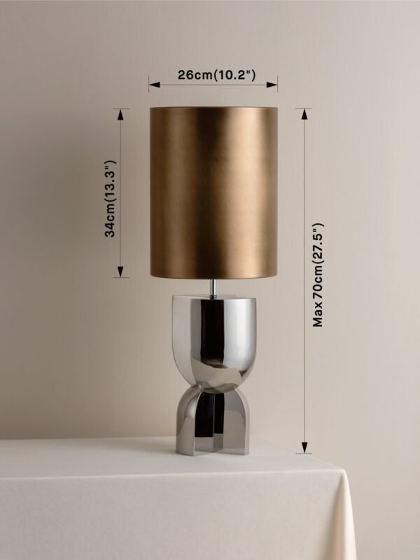 Editions chrome lamp with + aged brass shade - Image 6