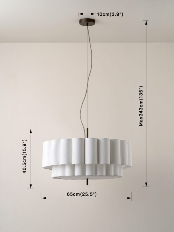 Folia - large scalloped natural linen pendant - Image 7