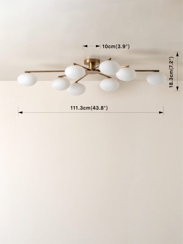 Imperial - 8 light aged brass and opal flush pendant - Image 5