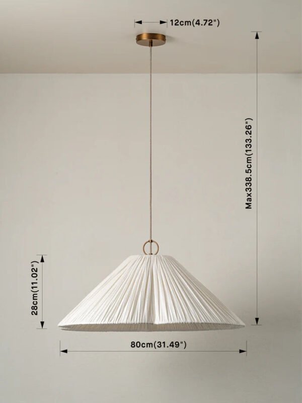 Lindi - aged brass and linen oversized scalloped pendant - Image 6