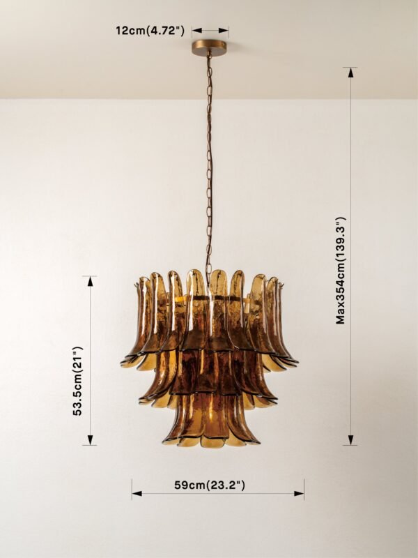 Lonso - 4 light aged brass and smoked brown glass chandelier - Image 9