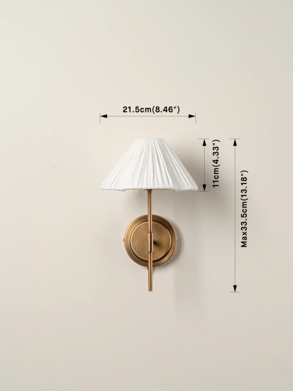 Lindi - aged brass and linen scalloped wall light - Image 7
