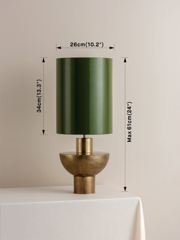 Editions brass lamp with + green lacquer shade - Image 6