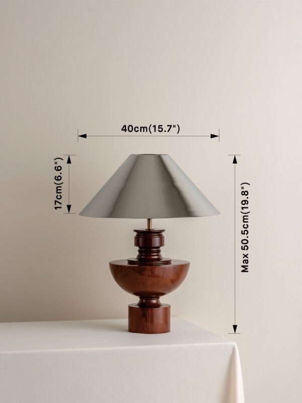 Editions spun wood lamp with + chrome shade - Image 6