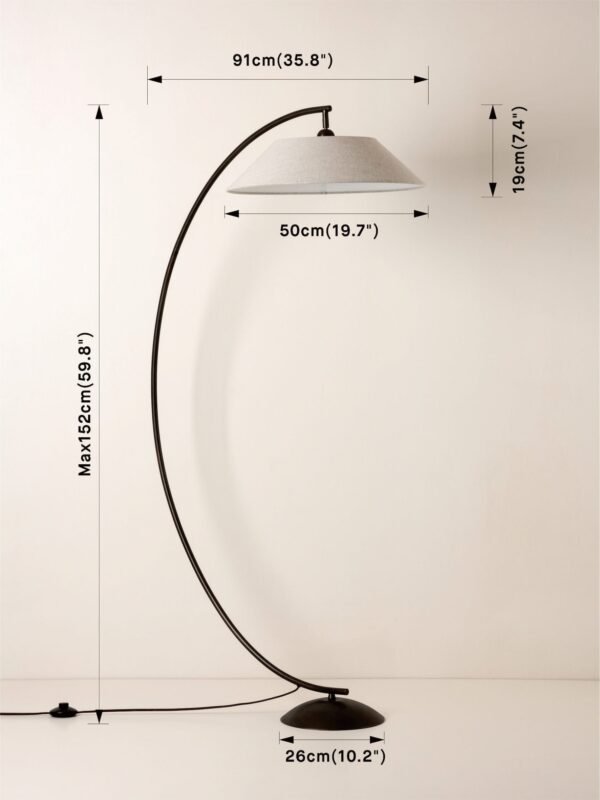 Circo - arc bronze and linen floor lamp - Image 8