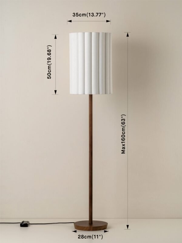 Folia - walnut wood and scalloped natural linen floor lamp - Image 7