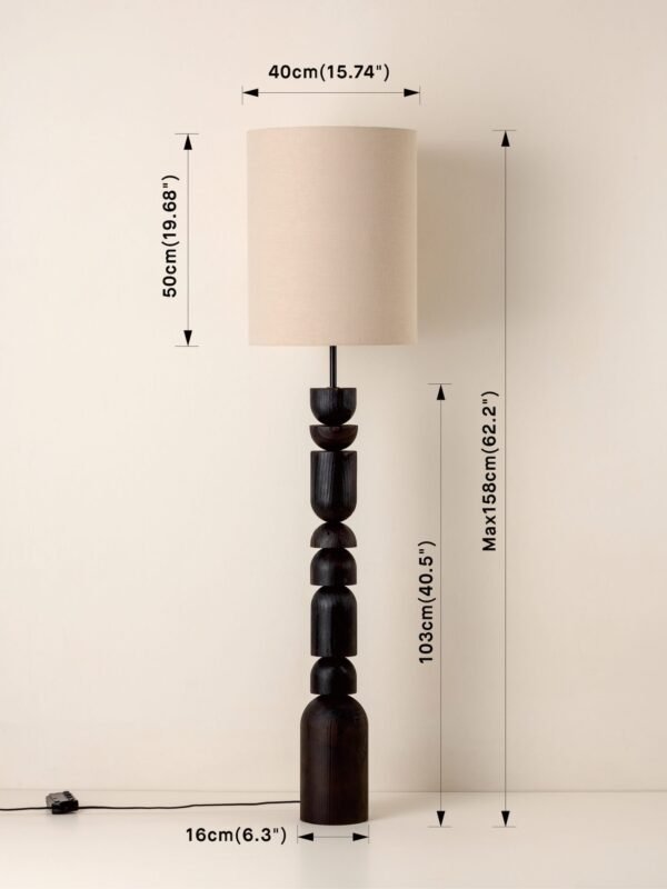 Aska - charred wood and natural linen floor lamp - Image 8