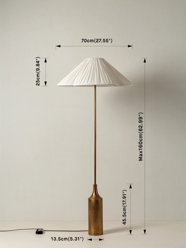 Lindi - aged brass and linen scalloped floor lamp - Image 3