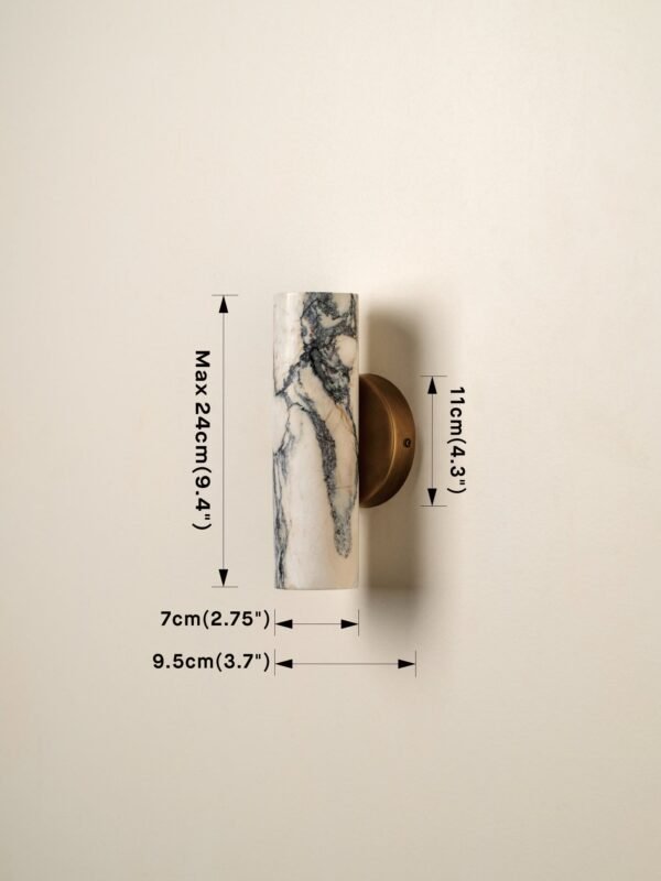 Calla - 2 light Calacatta marble and aged brass wall light - Image 9