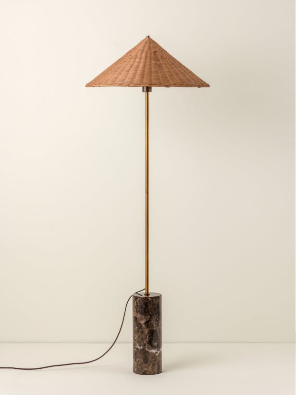 Ardini - 1 light rattan and brown marble floor lamp - Image 3