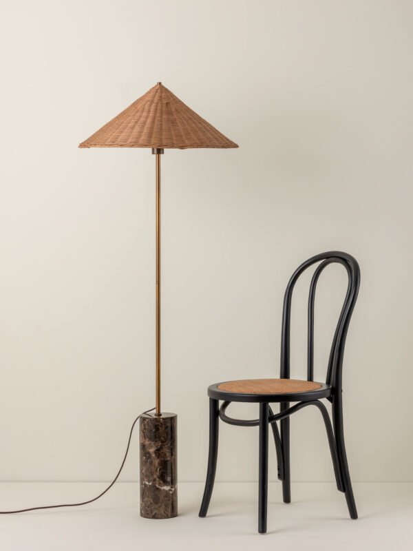 Ardini - 1 light rattan and brown marble floor lamp - Image 4