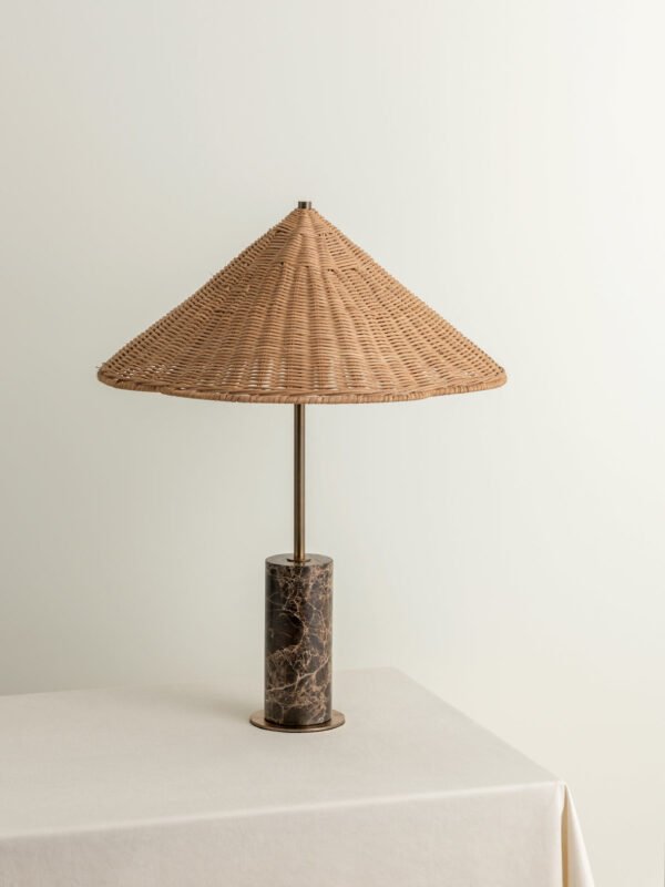 Ardini - 1 light rattan and brown marble table lamp - Image 5