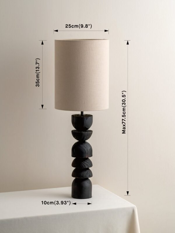 Aska - tall charred wood and natural linen table lamp - Image 9