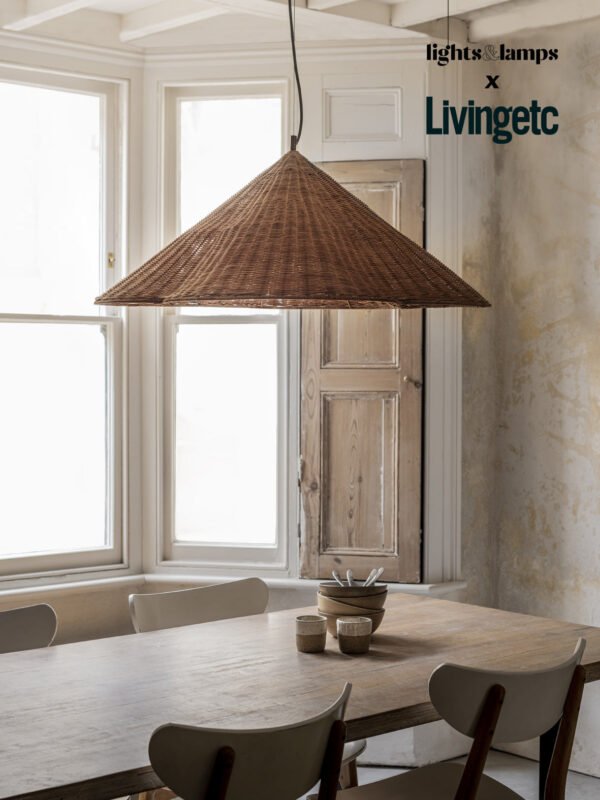 Bardi - 1 light oversized scalloped rattan pendant - Image 3