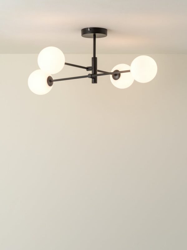 Chelso - 4 light matt black and opal flush - Image 2