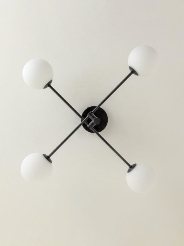 Chelso - 4 light matt black and opal flush - Image 3