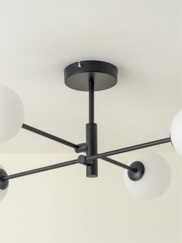 Chelso - 4 light matt black and opal flush - Image 5