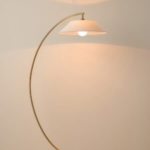 Circo - 1 light arc brass and natural linen floor lamp