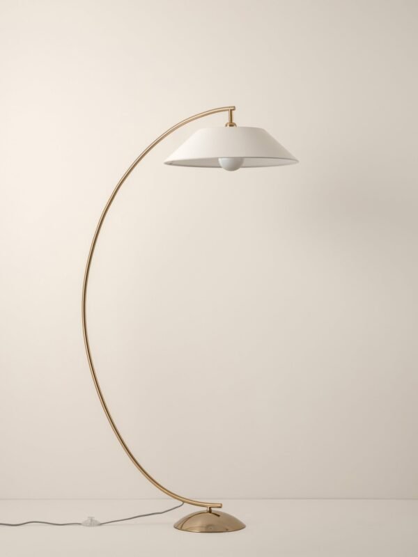 Circo - 1 light arc brass and natural linen floor lamp - Image 3