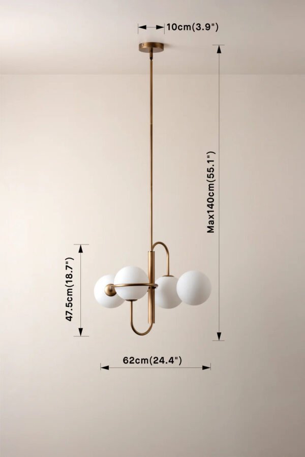 Decora - 4 light aged brass and opal pendant - Image 5