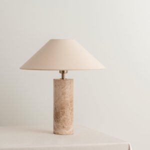 Denari - 1 light small brown marble cylinder table lamp