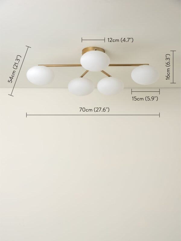 Imperial - 5 light brass and opal flush - Image 7
