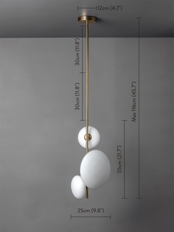 Imperial - 3 light brass and opal pendant - Image 8