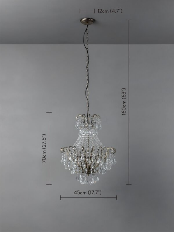 Lina - 4 light antique brass crystal glass chandelier - Image 7