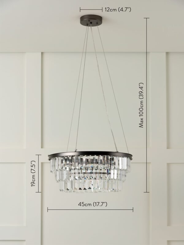 Alila - 5 light graphite silver tiered crystal glass chandelier - Image 7