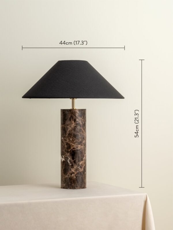 Morola - 1 light large brown marble cylinder table lamp - Image 7