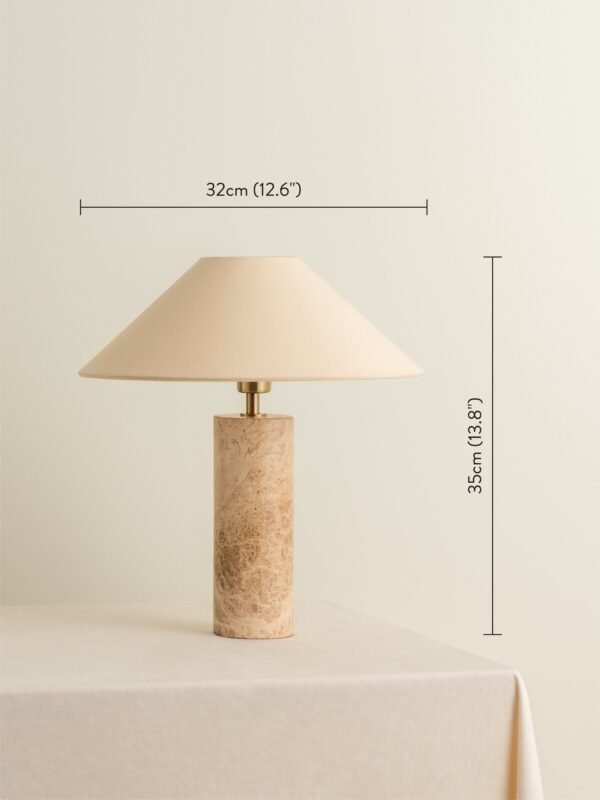 Denari - 1 light small brown marble cylinder table lamp - Image 5
