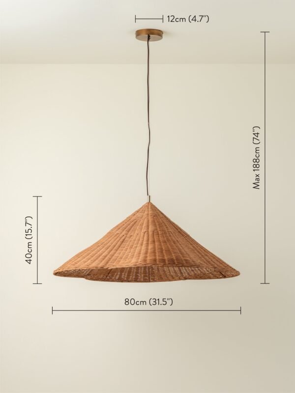 Bardi - 1 light oversized scalloped rattan pendant - Image 7