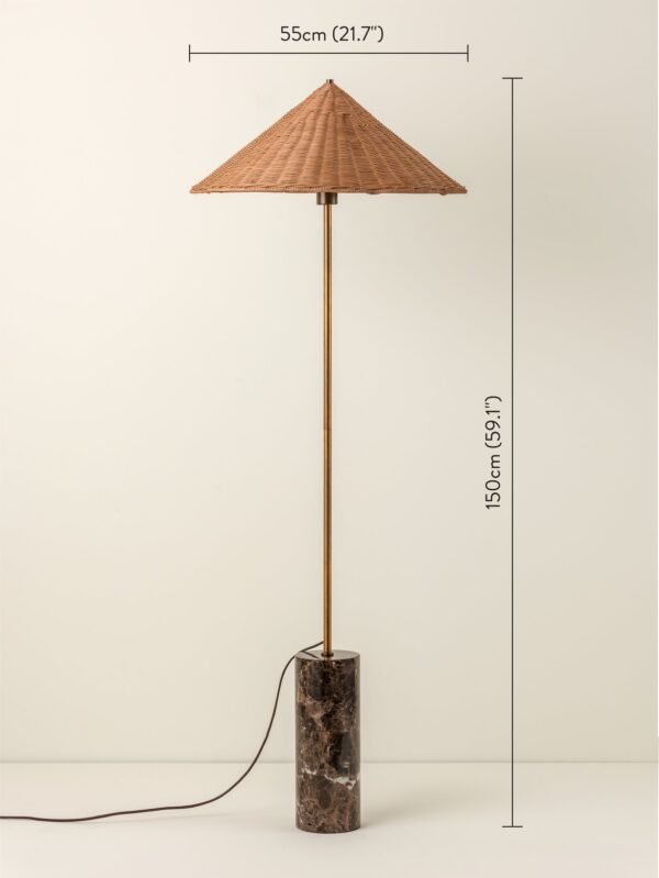 Ardini - 1 light rattan and brown marble floor lamp - Image 5