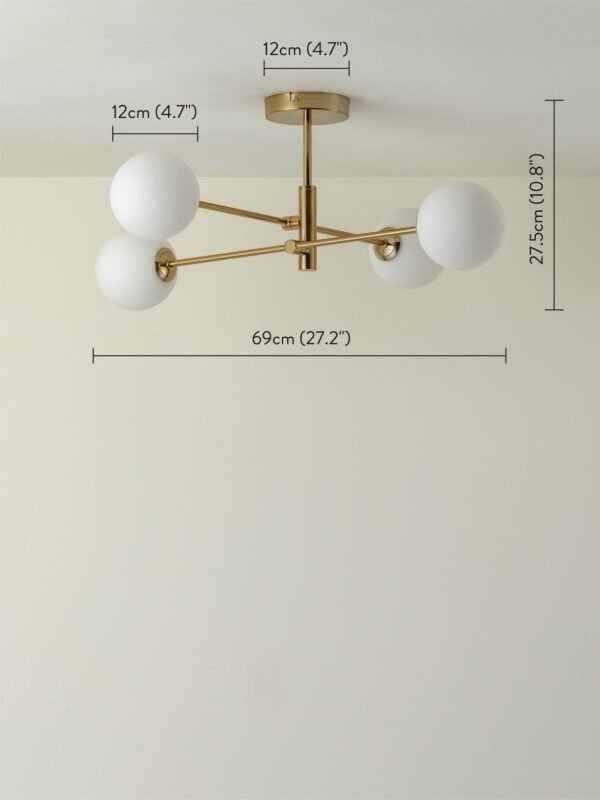 Chelso - 4 light brass and opal flush - Image 7