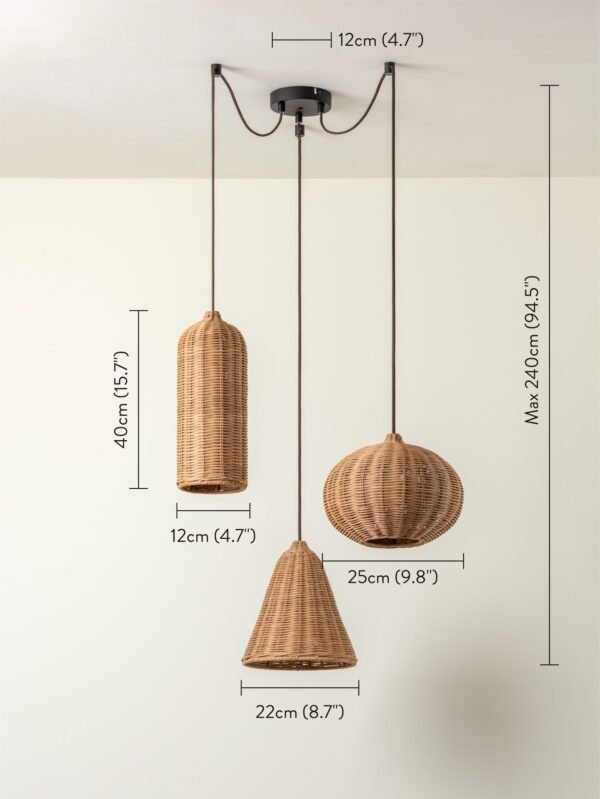 Aditi - 3 light rattan pendant - Image 7