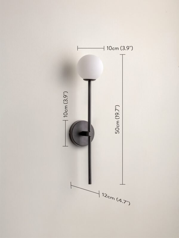 Chelso - matt black and opal wall light - Image 7