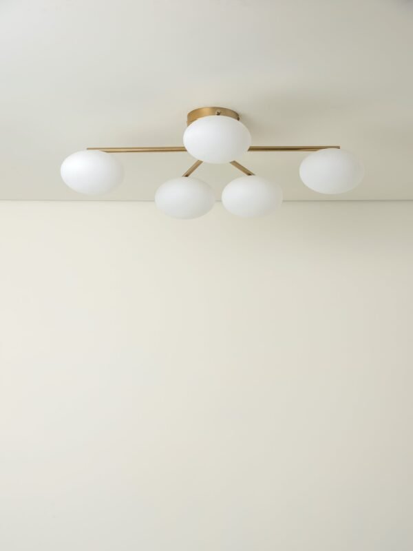 Imperial - 5 light brass and opal flush