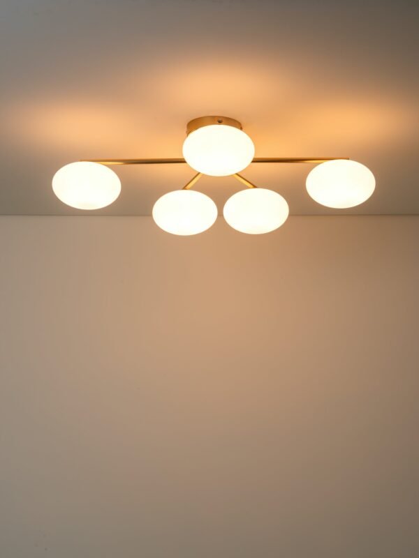 Imperial - 5 light brass and opal flush - Image 2