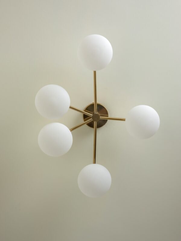 Imperial - 5 light brass and opal flush - Image 4