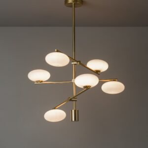 Imperial - 6 light brass and opal pendant