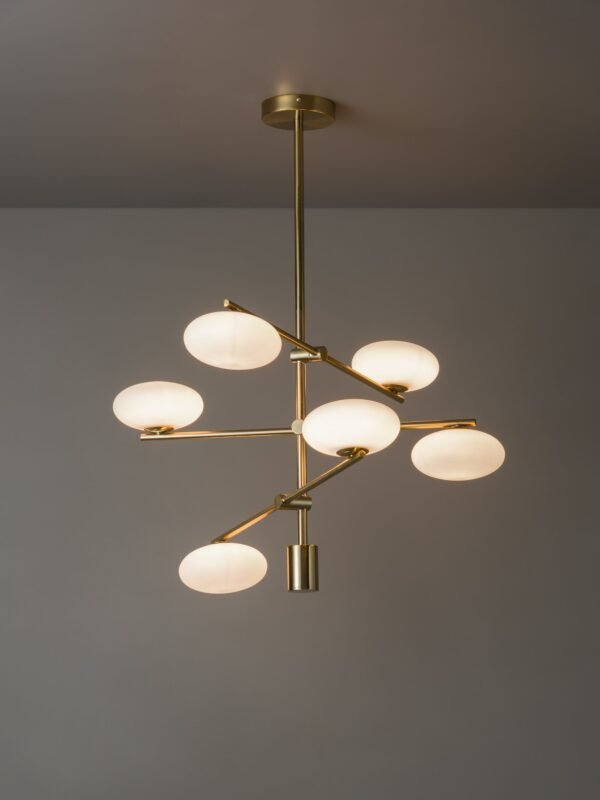 Imperial - 6 light brass and opal pendant