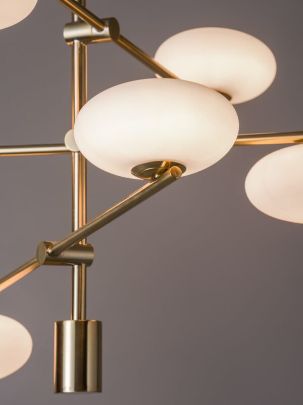 Imperial - 6 light brass and opal pendant - Image 3