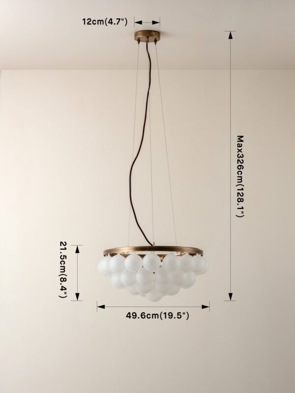 Cloudia - 3 Light small white frosted brass chandelier - Image 6
