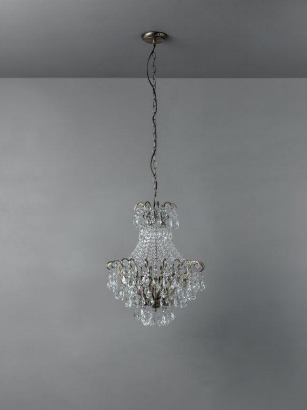 Lina - 4 light antique brass crystal glass chandelier - Image 5