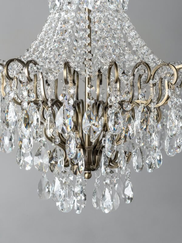 Lina - 4 light antique brass crystal glass chandelier - Image 4
