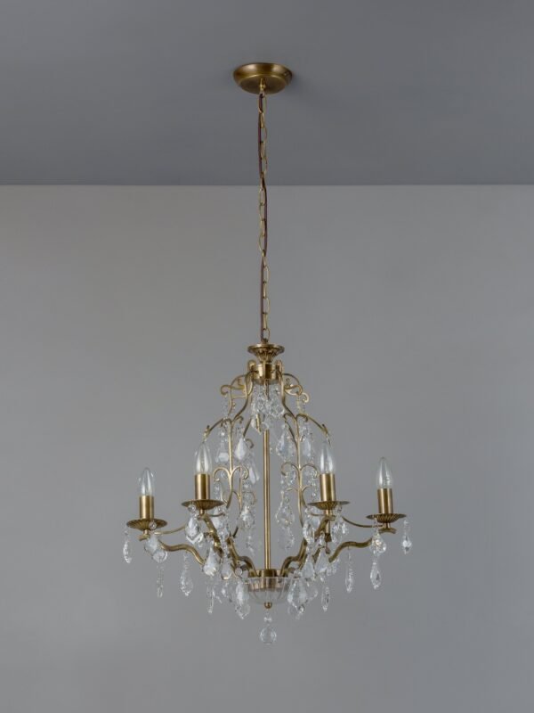 Modena - 6 light aged brass crystal glass chandelier - Image 2
