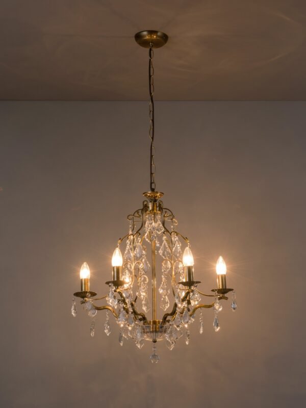Modena - 6 light aged brass crystal glass chandelier - Image 3