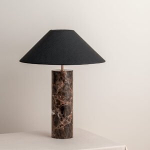 Morola - 1 light large brown marble cylinder table lamp