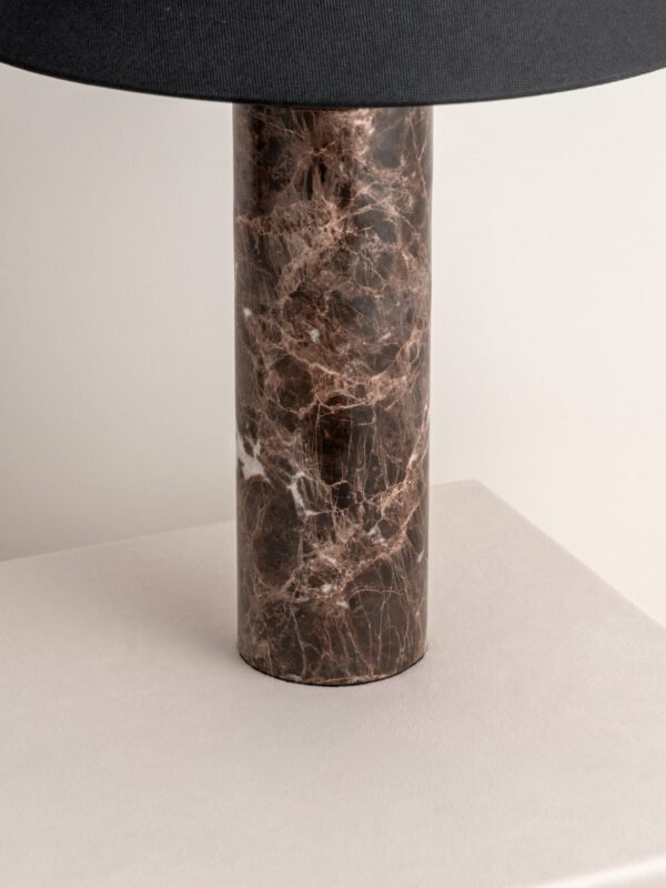 Morola - 1 light large brown marble cylinder table lamp - Image 4