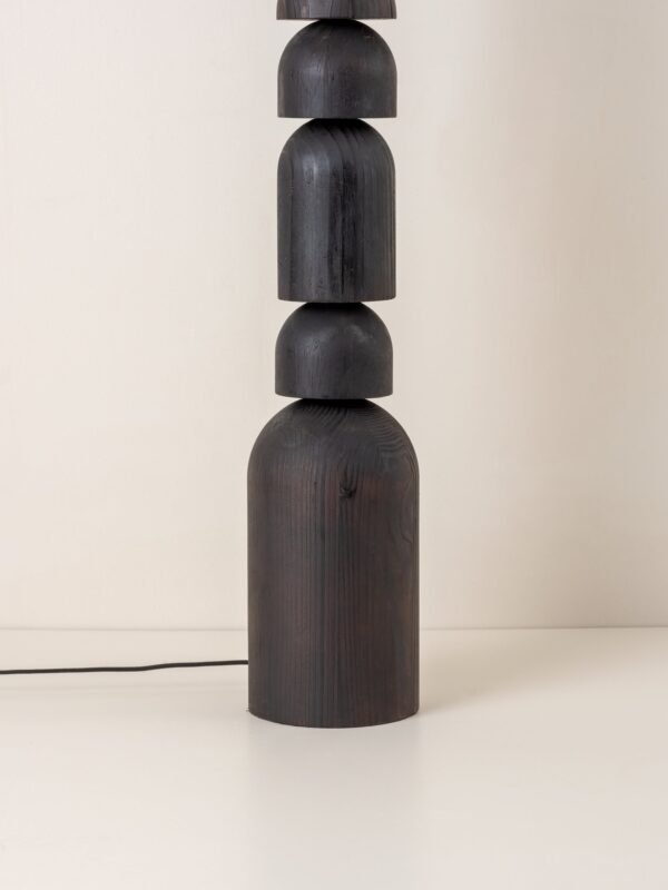 Aska - charred wood and natural linen floor lamp - Image 3